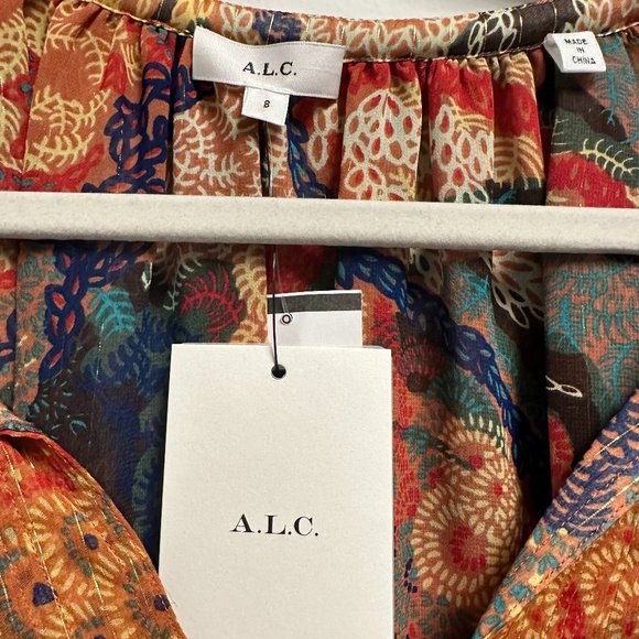 A.L.C Dana Split-Neck Metallic Printed Top NWT!! - Picture 3 of 4